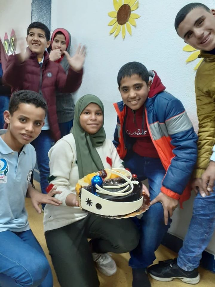 Celebrating the birth day of child from Al-Sondos children at Al